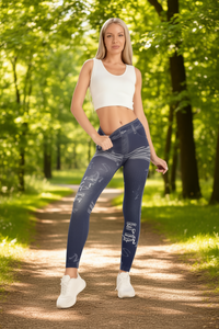 Leggings a Vita Alta da Donna JF666R, Stampa Sublimatica, Elasticizzati, in Maglia di Spandex e Poliestere, per Tutte le Stagioni - Product Image 2