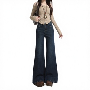 Pantalones Harem Vaqueros de Mujer de Pierna Ancha, Estilo Vintage, Cintura Alta, Casuales, Holgados, Transpirables, Ecológicos, Lavado Medio, con Ribetes, para Verano - Product Image 3