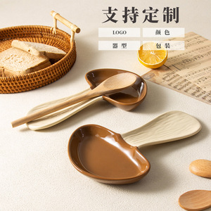 Reposacucharas de Cerámica con Forma de Hongo, Color Marrón Oscuro, Ecológico, Soporte para Utensilios de Cocina, Diseño de Color Sólido - Product Image 5