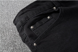 Jeans <span class=keywords><strong>Skinny</strong></span> Elasticizzati da <span class=keywords><strong>Uomo</strong></span> 2025, Nuovi Modelli all'Ingrosso con Ricamo di Lettere e Strappi - Product Image 4