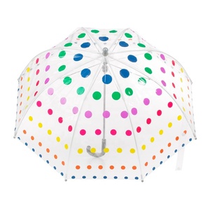 Más barato de China los niños coloridos lunares paraguas de lunares Auto abierto lluvia cúpula paraguas transparentes - Product Image 2