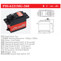 Servomoteur JX PDI-6221MG 120 ° /180 ° /360 °    Moteur sans noyau à couple élevé 20KG, servo à engrenages en aluminium et acier pour voiture RC, camion, hélicoptère