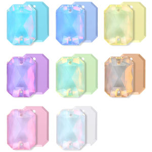 3252 QIYI corte esmeralda <span class=keywords><strong>de</strong></span> alta calidad última moda cristal transparente espalda plana coser diamantes <span class=keywords><strong>de</strong></span> imitación para vestido <span class=keywords><strong>de</strong></span> novia DIY <span class=keywords><strong>con</strong></span> dos agujeros - Product Image 1