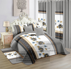 Großhandel Amerikanischer Stil 12-teiliges King-Size Bedrucktes Mikrofaser-Bettüberwurf-Set mit Passenden Vorhängen Bett in einer Tasche - Product Image 5
