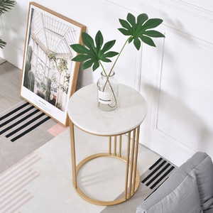 SWT pequeño barato mármol blanco de Metal sofá mesa lateral para la sala - Product Image 1