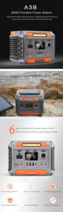 Station d'alimentation portable 300W, générateur solaire avec charge sans fil pour le camping et les voyages, banques d'alimentation A3B, station d'alimentation portable 300W - Product Image 6