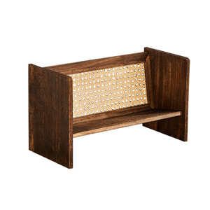 Solid Wood Desktop <b>Bookshelf</b> Rectangle Freestanding Simple Storage Rack For <b>Desk</b> Office Organizer Carbonized Finish - Product Image 2