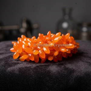 Collier de perles ovales facettées en cornaline, pierre orange polie, bijoux naturels sculptés faits à la main, tendance - Product Image 3