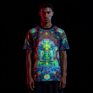 Felpa <span class=keywords><strong>Senza</strong></span> Maniche con <span class=keywords><strong>Cappuccio</strong></span> UV Glow per Uomo - Stampa Astratta con Linee Colorate, Abbigliamento per Festival e Feste Rave - Product Image 6