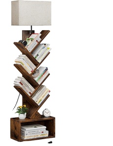 Estantería de 6 Niveles con Forma de Árbol, Color Marrón, con Luz, Librería Estrecha, Organizador de Libros Alto con Gabinete de Almacenamiento - Product Image 1