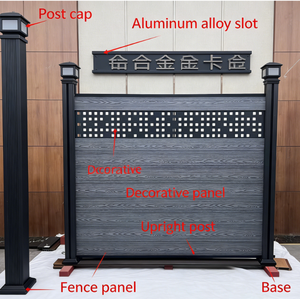 Clôture en <span class=keywords><strong>composite</strong></span> bois-plastique pour cour extérieure, garde-corps de terrasse anti-corrosion avec cadre en alliage d'aluminium - Product Image 2