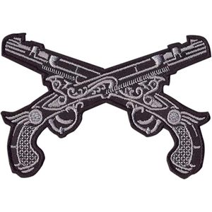 Patch brodé DigitEMB Pistolets croisés, thermocollant, motif arme western, lot de 11 pièces pour vestes, gilets, sacs à dos, chapeaux, 4x2,8 pouces, en feutre - Product Image 2