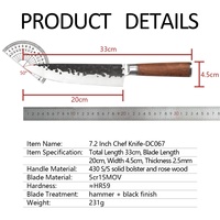 Couteau de chef professionnel de style japonais, lame en acier inoxydable forgée à la main, noire, ultra-affûtée, Gyuto Santoku pour la cuisine
