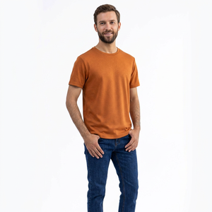T-shirt 100% coton de qualité supérieure pour hommes, manches courtes, col ras du cou, coupe régulière, hauts décontractés de base, motif solide, tenue quotidienne - Product Image 1