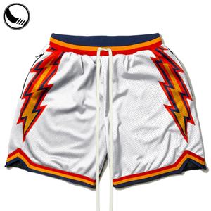 Shorts de basket-ball personnalisés brodés unisexes respirants grande taille vintage en satin imprimés par transfert thermique - Product Image 1