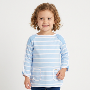 Camisa informal a rayas de manga larga anticontracción ecológica de punto transpirable ODM para niños de 3 a 8 años - Product Image 1