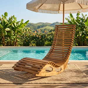 Meilleures ventes - Chaise longue à bascule en bois d'acacia massif, mobilier de jardin moderne et luxueux, matériau écologique, pour villa, parc, jardin - Product Image 1
