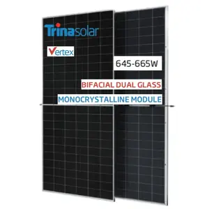 645w 650w 655w 660w 665w jinko JA Risen TrinaYingli Hanwha Longi trina 110 cell double glass bifacial solar panel roof