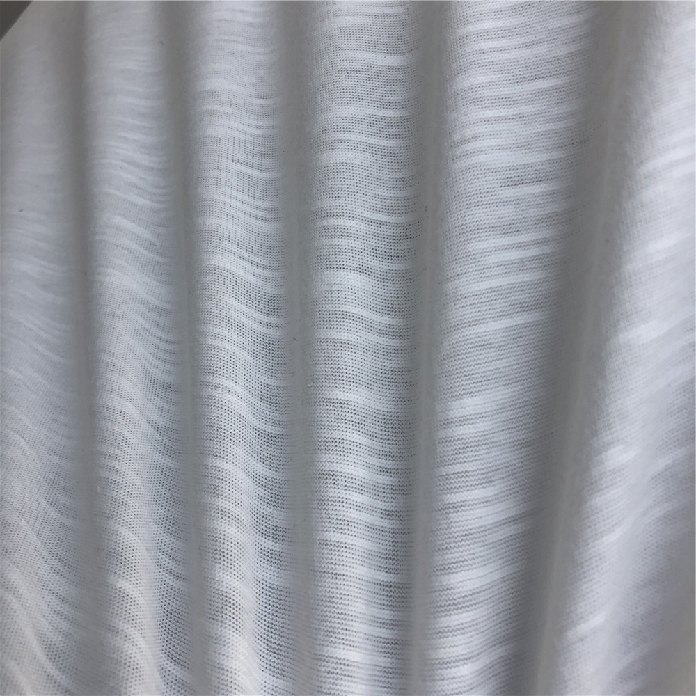 Slub jersey fabric 96.5 organic cotton 3.5 spandex single jersey knitted fabric