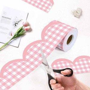 Pink Checkered Bulletin Board Decorative <b>Stickers</b> Handcrafted DIY Cuttable Decorative <b>Stickers</b> - Product Image 1