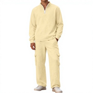Sweatsuit for Men 2 Piece Sweatsuits Sets Winter Fleece <b>Quarter</b>-<b>Zip</b> Athletic Jacket Cargo Sweatpants Elastic Waist Straight Leg - Product Image 1