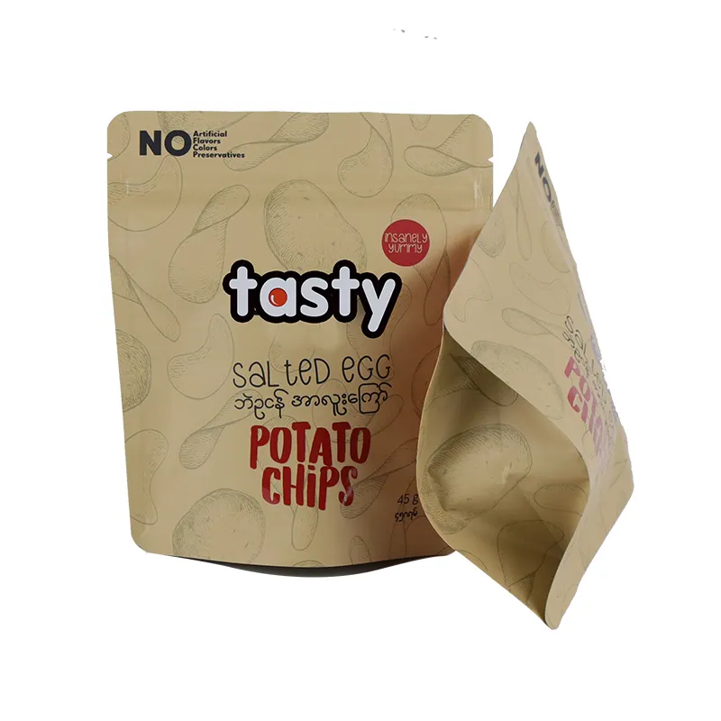 包装袋食品グレードコーヒー食品ジップロック健康プラスチックナッツ茶色紙パッケージバッグ中国サプライヤー