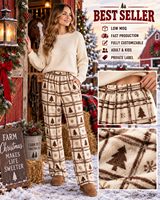 Pantalon de pyjama en polaire pour femme, motif écossais personnalisé, pour les fêtes, doux et chaud, vêtement de nuit d'hiver, marque privée