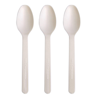 Cuillère à thé ronde jetable EcoNewLeaf de 7 pouces en bagasse biodégradable, écologique, avec logo personnalisé – Style simple pour fêtes