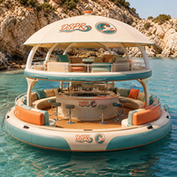 Plateforme de baignade gonflable avec comptoir de bar, parasol et sièges de relaxation pour maison de bord de mer, plage, yacht, loisirs en plein air, utilisation extérieure