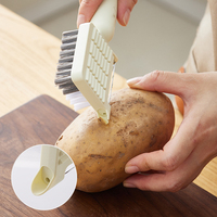 FF5799 Multifunctionele 4-in-1 groenteborstel met schilmesje, aardappel- en wortelschrobber, keuken fruit- en groentereinigingsborstel