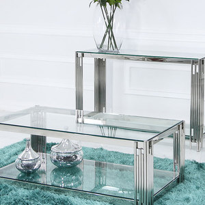 <span class=keywords><strong>Table</strong></span> <span class=keywords><strong>basse</strong></span> moderne en acier inoxydable chromé argenté avec plateau en <span class=keywords><strong>verre</strong></span>, <span class=keywords><strong>table</strong></span> centrale, <span class=keywords><strong>table</strong></span> à thé pour le salon - Product Image 4