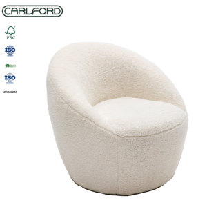 <span class=keywords><strong>Fauteuil</strong></span> pivotant moderne CARLFORD en bouclette, <span class=keywords><strong>fauteuil</strong></span> d'appoint extérieur en fausse <span class=keywords><strong>fourrure</strong></span> <span class=keywords><strong>blanche</strong></span>, canapé pour appartement, salon, chambre, bureau à domicile - Product Image 2