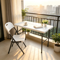 Table pliante demi-pliante en plastique Moon de 1,2 m avec cadre robuste pour fêtes à domicile, événements en plein air et vacances
