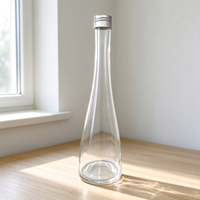 Bouteille en verre conique de luxe en gros avec bouchon en aluminium, récipient vide pour l'emballage d'huile d'olive gastronomique et d'huile infusée à l'ail