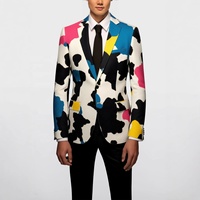 Nouveau style 2026 : Ensemble de costume formel pour homme, croisé, plissé sur le devant, style européen et britannique, avec motif floral élégant et tendance
