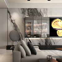 Meuble TV mural combiné en bois multicouche à motif marbre naturel minimaliste, fourni par l'usine