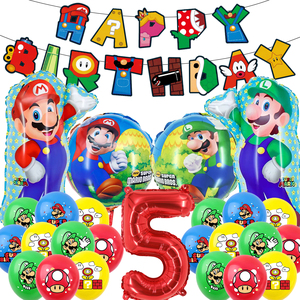 Nouvel arrivage de ballons en latex dessin animé Super <span class=keywords><strong>Mario</strong></span> <span class=keywords><strong>Brother</strong></span> personnage Bannière drapeau pour enfants Décoration de fête d'anniversaire - Product Image 5