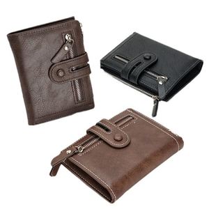 Men's Multifunctional <b>Wallet</b> with <b>Zipper</b> Closure Modern Vintage Style PU Card Holder Coin Purse Open Cardholder Belt Buckle - Product Image 4