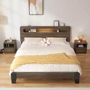 Cama nórdica de madera maciza de 1,8 m, cama doble grande para <span class=keywords><strong>matrimonio</strong></span>, <span class=keywords><strong>dormitorio</strong></span> moderno y sencillo, estilo japonés - Product Image 4