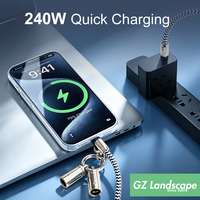 Cable de Carga Rápida de 240W Tipo C con Correa de Silicona para Muñeca, Cordón para Teléfono Antirrobo, Cable de Datos Trenzado Resistente