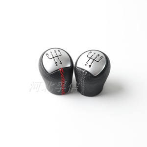Pommeau de levier de vitesse en cuir pour Renault, design ergonomique, surpiqûres rouge, gris, noir, blanc - Product Image 1