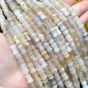 Wholesale Natural Stone Agate Bamboo Knot Beads Lucky Loose Bracelet Necklace Jewelry Rice Bucket Shell Bone Coral Beads