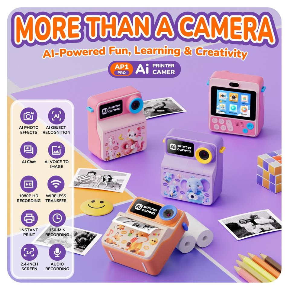 20206 AI Instant Print Camera Kids Photo Toy Camera With Screen ...