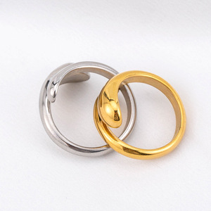 yunnique Teardrop Shape <b>Open</b> <b>Ring</b> Titanium Steel Unisex Couple Jewelry Gift Fashion <b>Rings</b> XYR0047 - Product Image 2