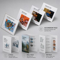 Brochure promotionnelle personnalisée pliable en couleur, manuel d'utilisation, papier couché 128 g/m², pelliculage mat