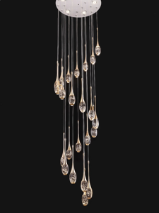 Lampadario girante di cristallo moderno della scala <span class=keywords><strong>per</strong></span> la casa con l'alta goccia di pioggia di lusso del soffitto ha condotto il lampadario <span class=keywords><strong>per</strong></span> l'entrata dell'hotel - Product Image 5