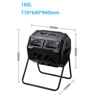 Meilleures ventes, prix bas, composteur rotatif extérieur 160L, bac à compost de jardin