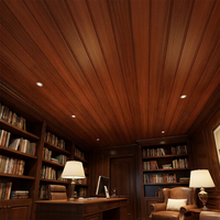 Panneau de plafond en PVC couleur bois pour salle d'étude, panneaux de plafond décoratifs ignifuges en PVC personnalisés 60x60