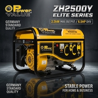 Power Value Benzin-Generator 2,2kW Max 6,5PS Stromerzeuger nach Deutscher Norm für Notstromversorgung zu Hause & Kleinunternehmen