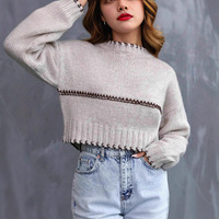 Pull court en chenille européen, ample et décontracté, à motifs color-block, pour femme, automne-hiver